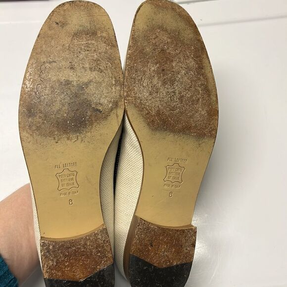 Brooks Brothers Beige Navy Twill and Leather Classic Slip-On Loafers- Size 8 - Picture 11 of 13